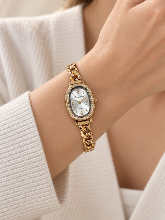 Womens Battery Watch With Metal Bracelet Gold/Silver