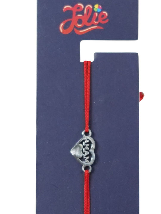 Brățară Martisor Pentru Copii Din Oțel Inoxidabil Jolie Textil Oțel Inoxidabil Șnur Roșu Design Mama Argintiu