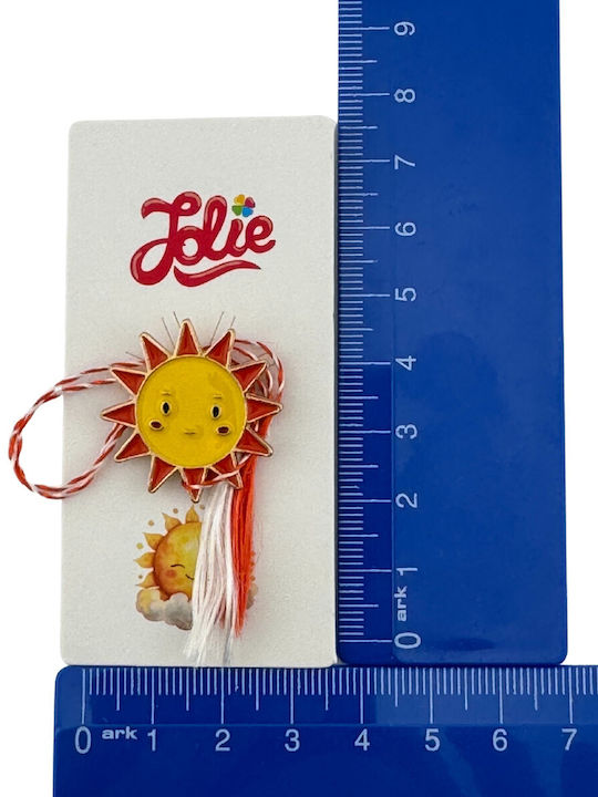 Martisor Pentru Copii Jolie Material Metalic Ambalaj Din Carton Design Brosa Dimensiune Aproximativ 2x2 Cm Model Soare Multicolor