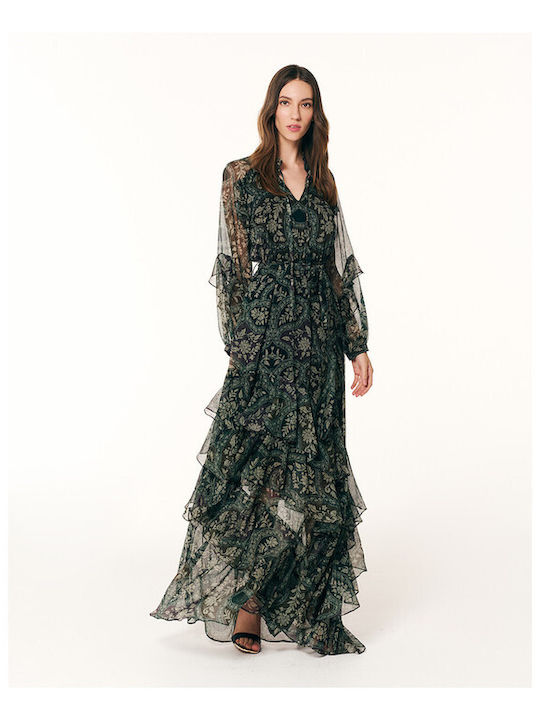 Sommer Maxi Hemdkleid mit Rüschen Grün