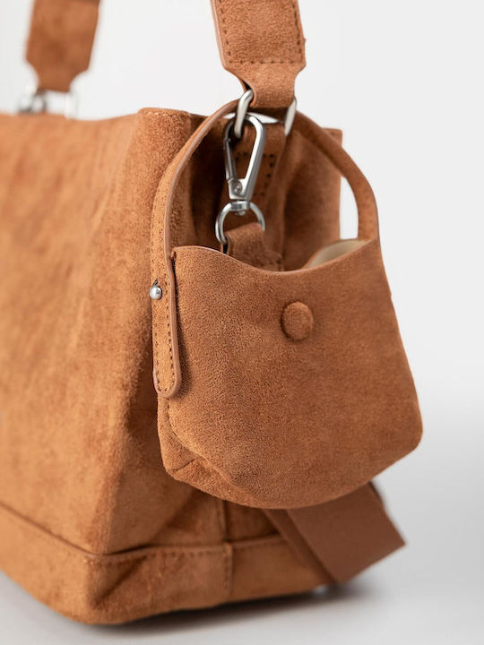 Damenhandtasche / Crossbodytasche aus Wildleder Camel