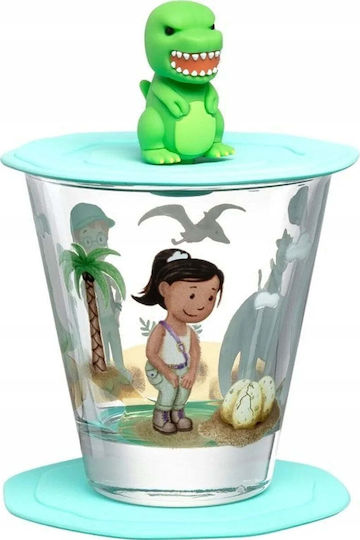 Child Cup Lid Saucer Dino Set of 3 pieces 023678l Multi Leonardo Glass