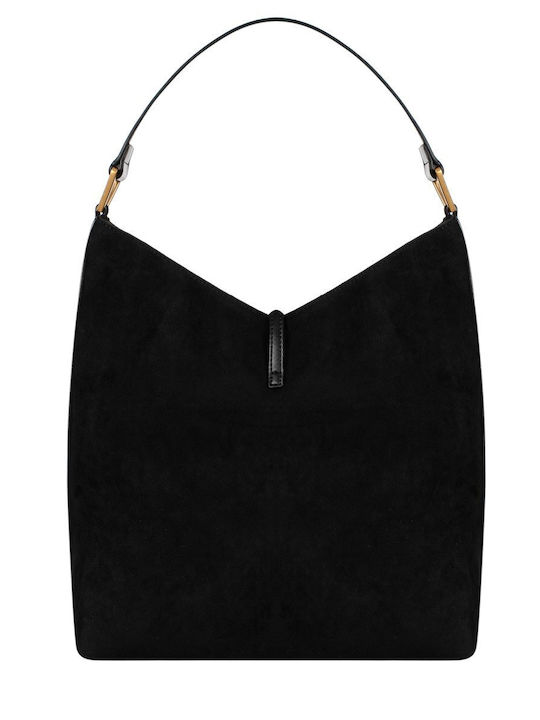 Damentasche Schulter Handtasche Wildleder Schwarze 8T026-1-Schwarz