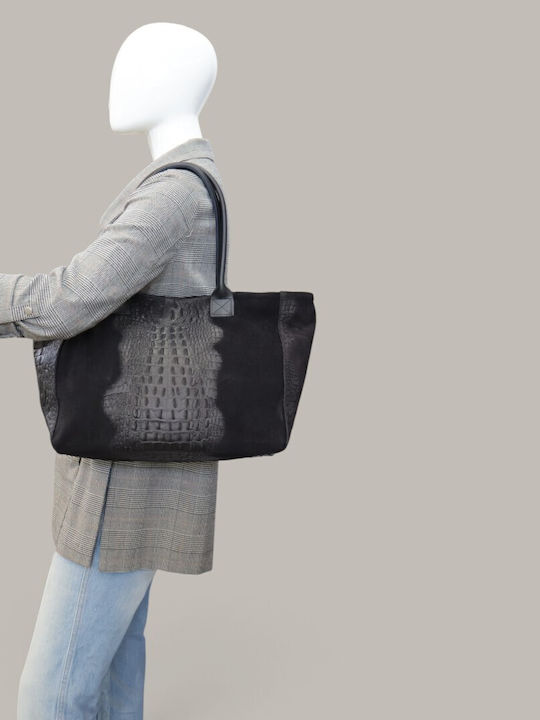 Leather Women's Shopper Bag Suede Dark Taupe
