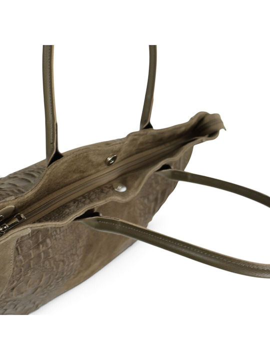 Leather Women's Shopper Bag Suede Dark Taupe