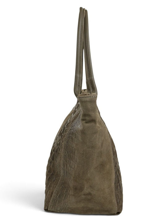 Leather Women's Shopper Bag Suede Dark Taupe