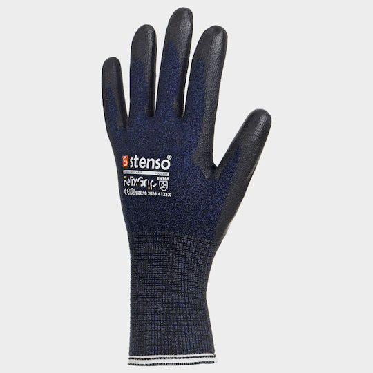 Stenso Touchscreen Waterproof Safety Gloves Navy Blue Nitrile