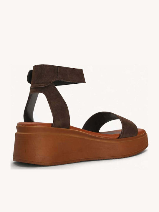 Кафяви Тютюневи Кожени Flatforms Широка Каишка Агрaфа