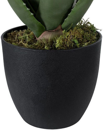 Globostar Aloe 20066 Künstliche Dekorative Topfpflanze Aloe Y65cm Schwarzes Grün