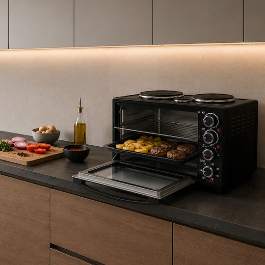Life Kouzinaki 483 Electric Kitchenette 48lt with 3 Burners and Hot Air Black