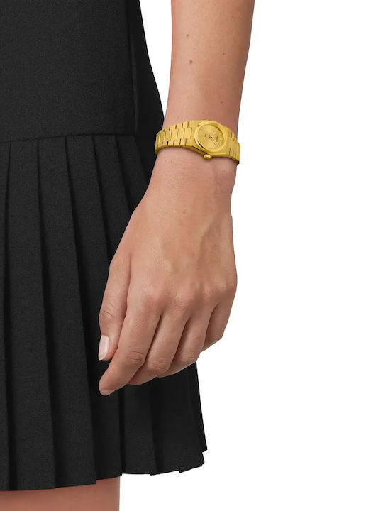 Tissot Prx Дамски Часовник 25mm Кварцов с Металик Гривна Gold