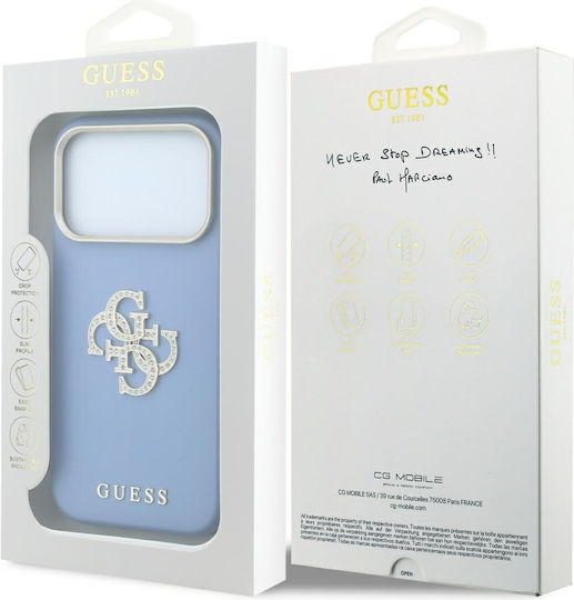 Guess Guess Smooth + & Big Strass Logo Калъф Apple iPhone 18 Pro Max 17 Син