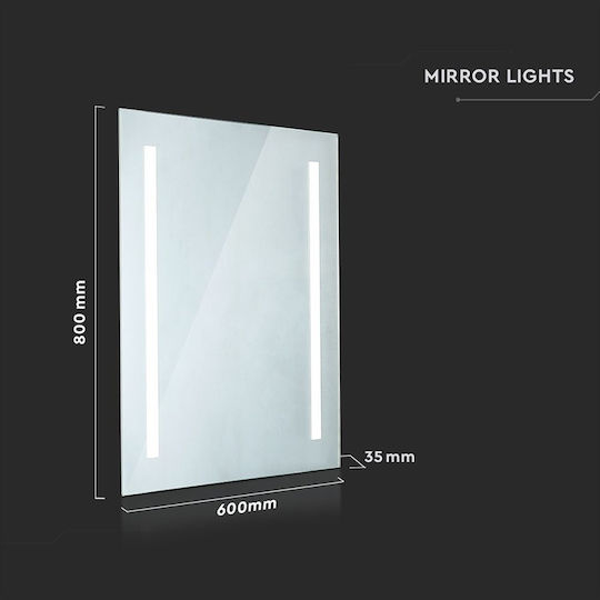 Oglindă cosmetică LED 42W lumină rece 6400K anti-aburire 100 lm 800 x 600 mm IP44