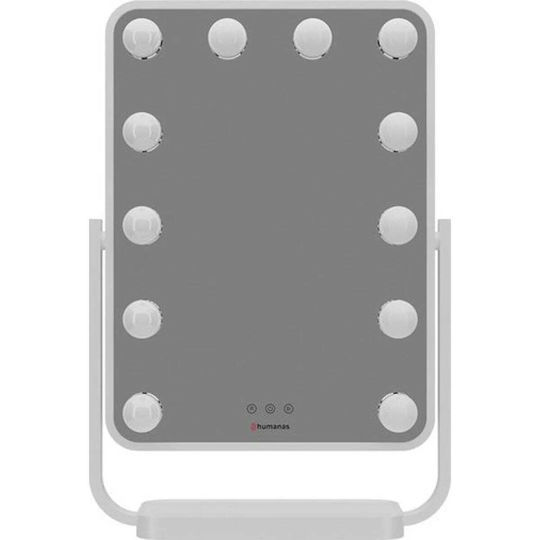 Humanas Makeup Mirror Tabletop with Light 11x11cm White