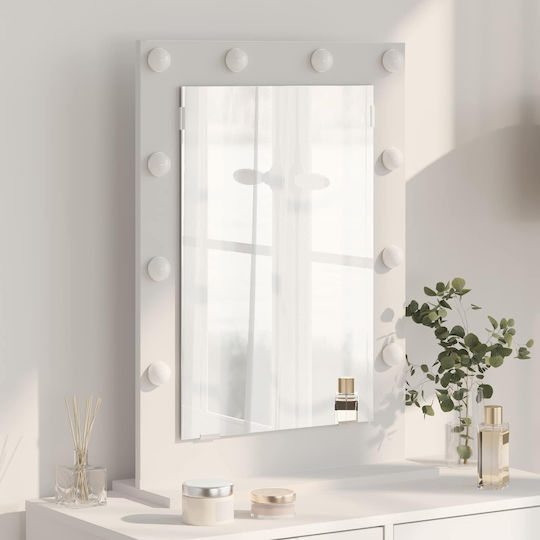 vidaXL Makeup Mirror with Light 18x18cm White