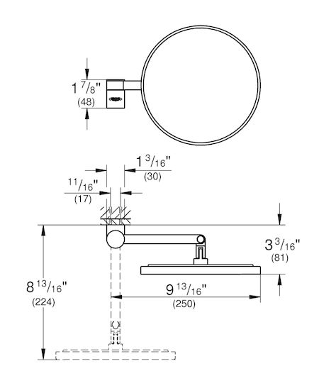 Grohe Стенен гримьорен огледален Selection Сив