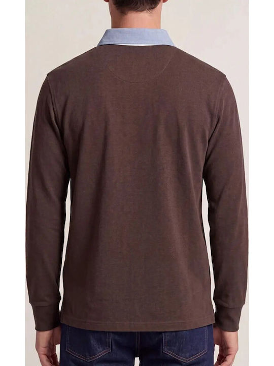 Gant Polo Long Sleeve Blouse Black Brown Melange