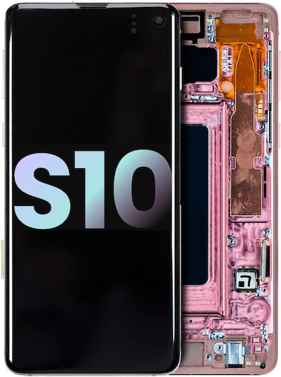 OLED модул с рамка Samsung Galaxy S10 Service Pack фламинго розов