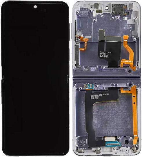 Ansamblu intern OLED cu ramă Samsung Galaxy Z Flip 4 5G US și International Service Pack Bora Purple