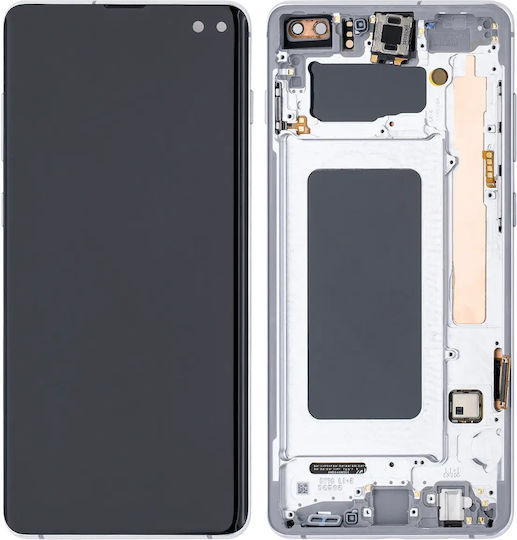 OLED модул с рамка Samsung Galaxy S10 Plus aftermarket Plus Prism бял
