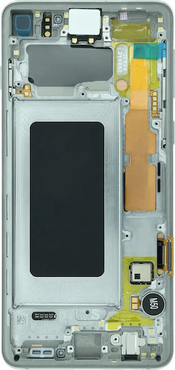 OLED Ersatzbildschirm mit Rahmen Samsung Galaxy S10 Service Pack Prism Silber