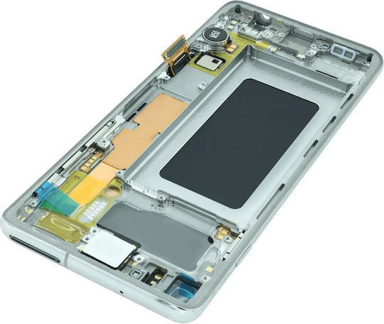 OLED Ersatzbildschirm mit Rahmen Samsung Galaxy S10 Service Pack Prism Silber