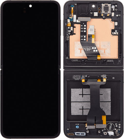 Innen-OLED-Baugruppe mit Rahmen für Samsung Galaxy Z Flip 6 5G US & International Aftermarket Plus Schwarz