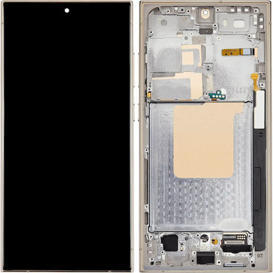 OLED Ersatzbildschirm mit Rahmen Samsung Galaxy S24 Ultra Service Pack Titan Gelb