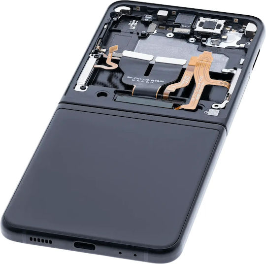 Вътрешен OLED модул с рамка съвместим Samsung Galaxy Z Flip 3 5G US и International Aftermarket Plus Phantom Black