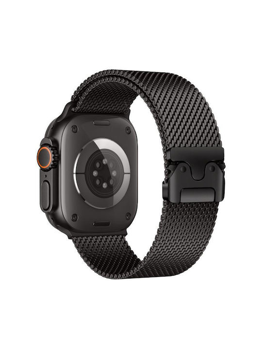 Apple Watch 42mm 41mm 40mm 38mm Xdfind Чадър Катарама Fine Mesh Milanese Неръждаема стомана Черен