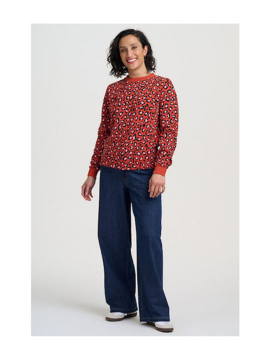 Damen Bluse Tierdruck Rost