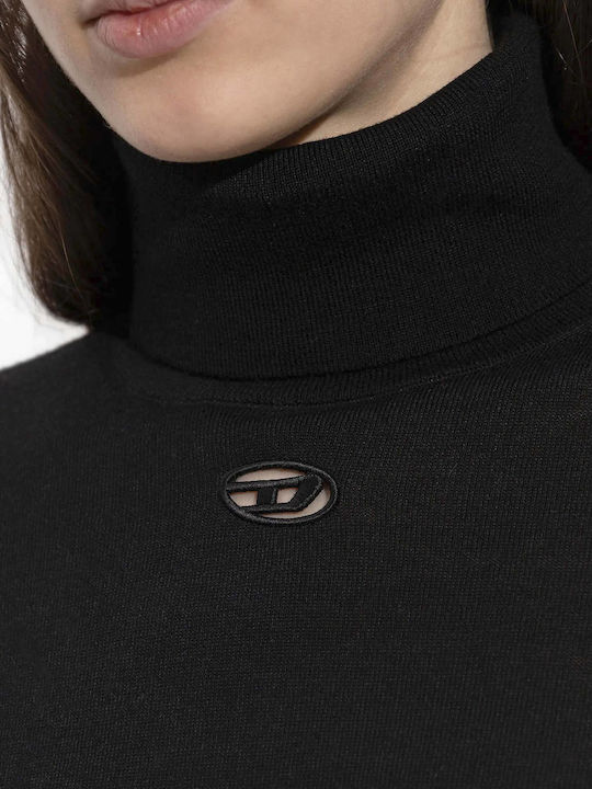 Damen Pullover Wolle Rollkragenpullover Schwarz