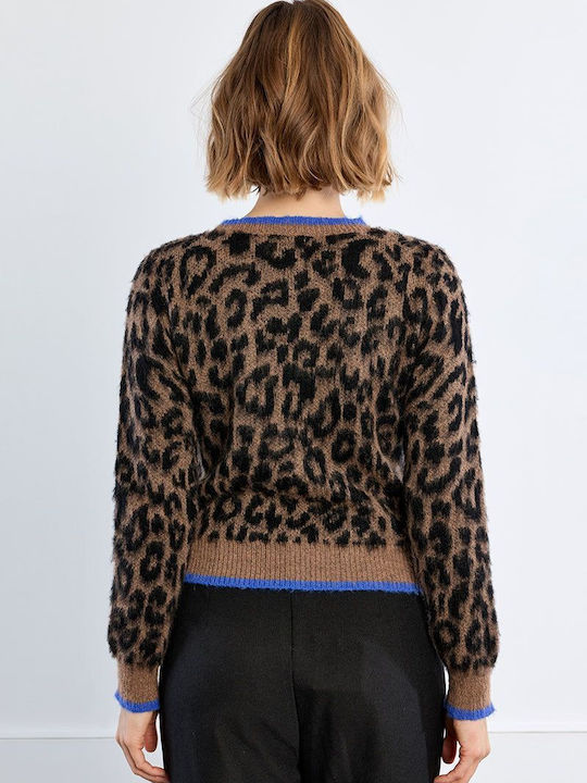 Women's Sweater Animal Print Brown