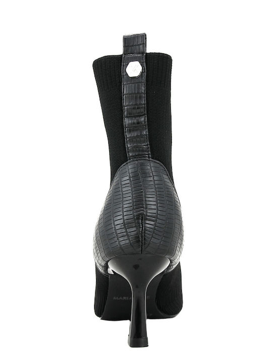 Leder Damen Stiefeletten Schwarz