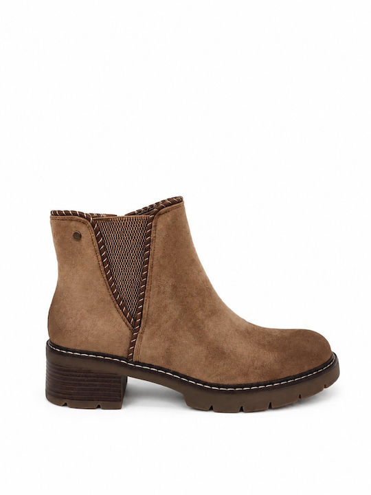 Suede Damen Chelsea-Stiefel Khaki