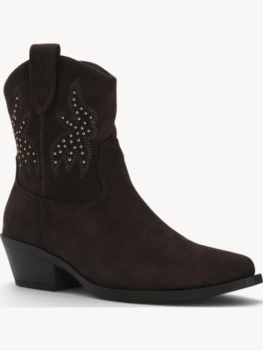 Ghete Dama Cowboy De Catifea Maro Cu Trousers