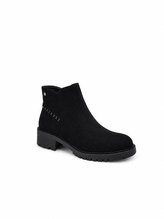 Wildleder Damen Chelsea-Stiefel Schwarz