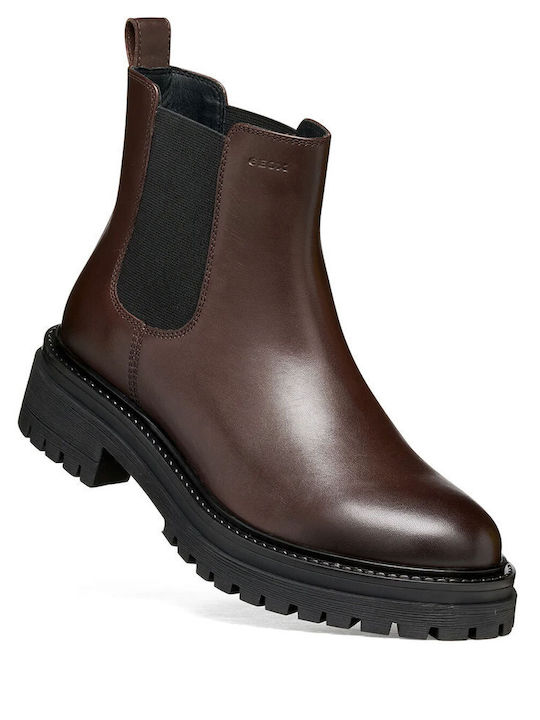 Leder Damen Chelsea-Stiefel Braun