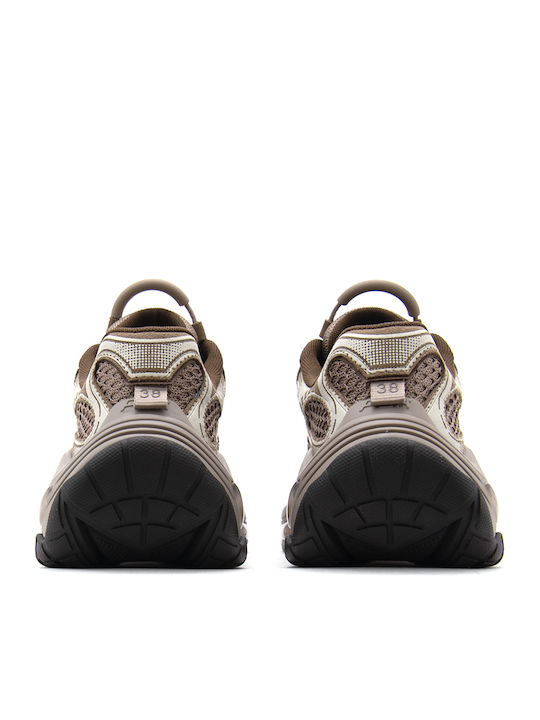 Women's Chunky Sneakers Ecru Beige Purple