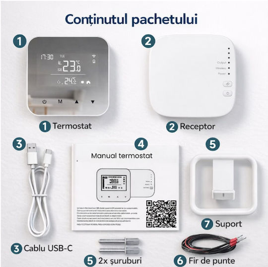 Mirrortherm Termostat Digital de Cameră Black Smart cu Wi-Fi