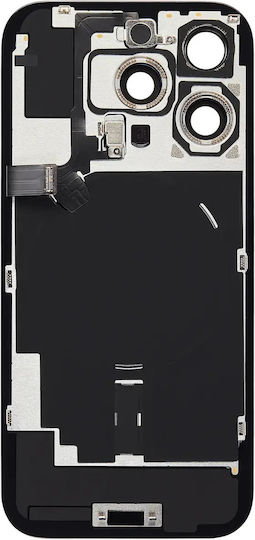 Back Glass W Magsafe Magnet & Nfc & Flashlight Flex Iphone 16 Pro No Logo Aftermarket Black Titanium
