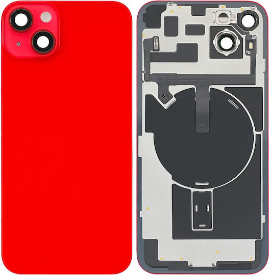 Back Glass W Magsafe Magnet & Nfc & Flashlight Flex Iphone 14 Plus Aftermarket No Logo Red