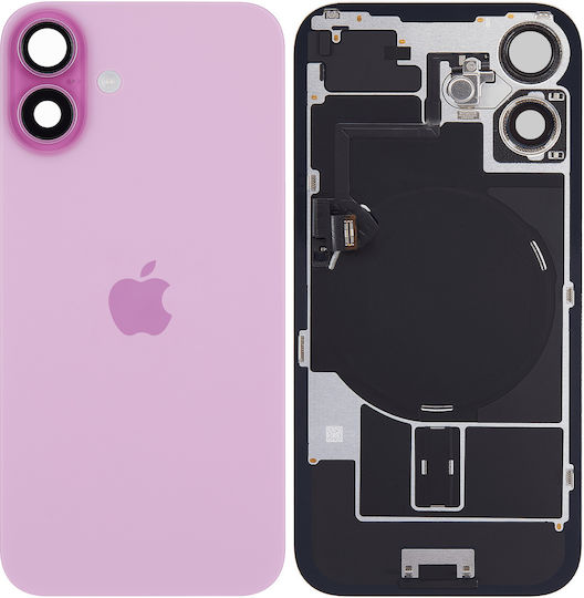 Back Glass W Magsafe Magnet & Nfc & Flashlight Flex Iphone 16 Plus Service Pack Pink