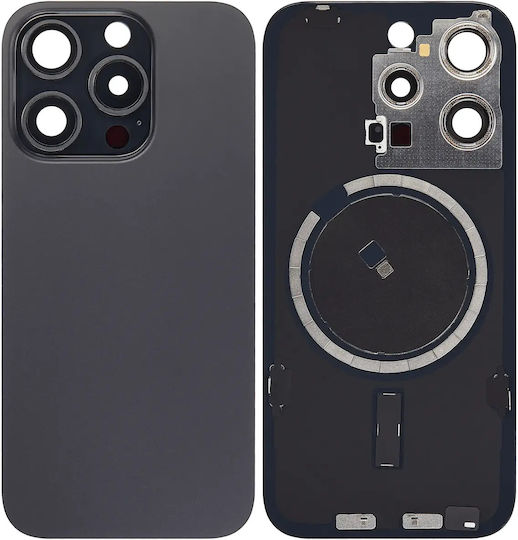 Back Glass W Magsafe Magnet iPhone 15 Pro Kein Logo Aftermarket Schwarz Titanium