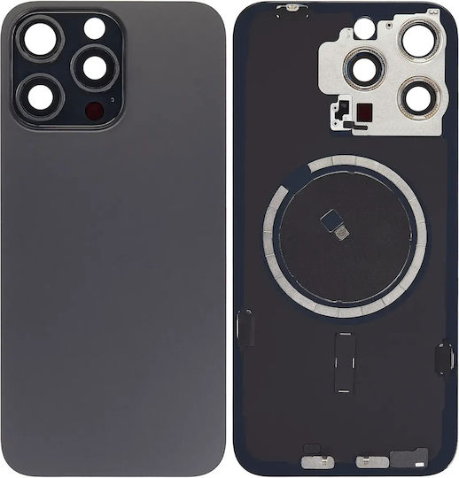 Задно Стъкло С Магнит W Magsafe За Iphone 15 Pro Max Без Лого Следпазарен Черен Титаниев