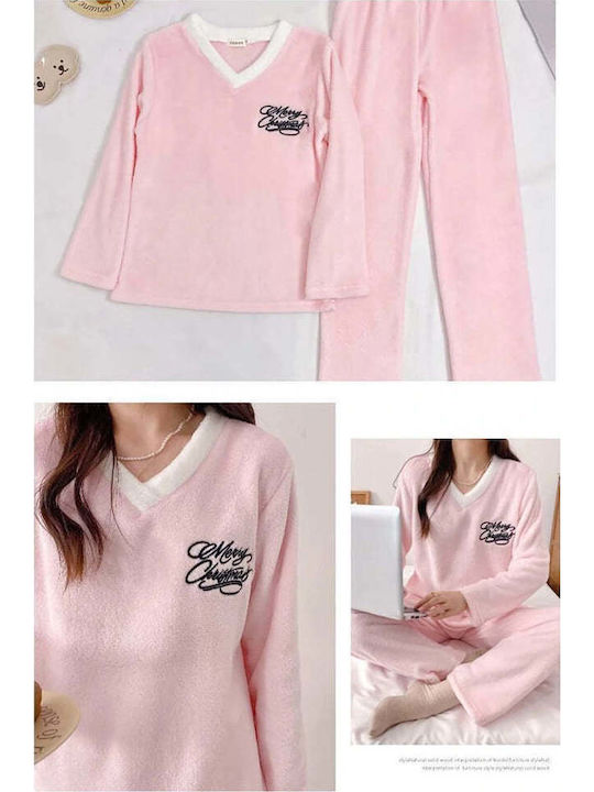 Ustyle Ustyle Damen Winter Schlafanzug Set Rosa