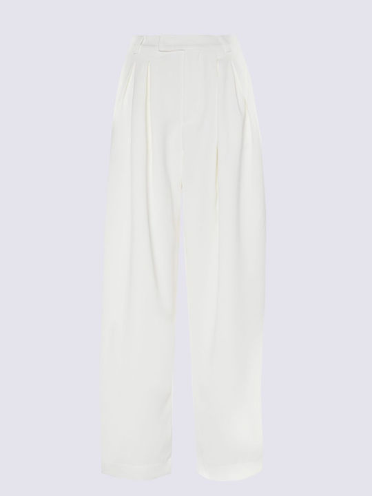 Damen Hochbund Pantaloons in Breit Bein Stil Off White