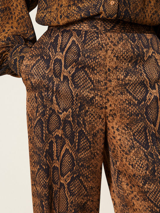 Damen Krepp Hose Braun