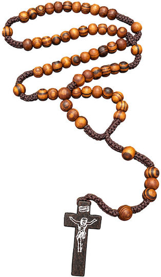 Wooden Christian Rosary 55 Beads Cross
