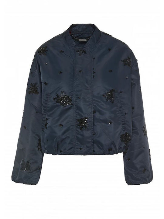 Damen Bomber Jacke Dunkelblau